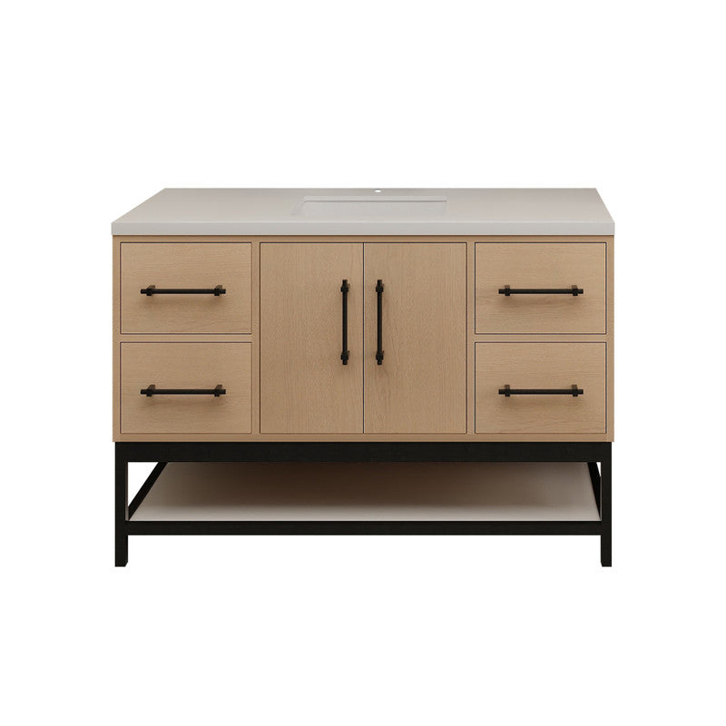 Victoria Open Shelf 48" Freestanding Bathroom Vanity with Reinforced Acrylic Integrated Sink Top