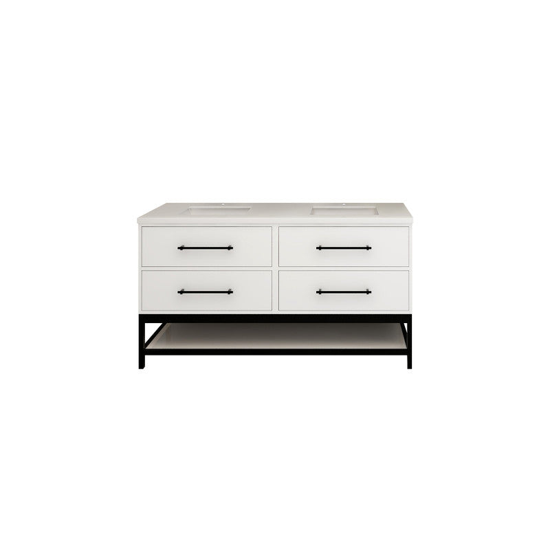 Victoria Drawers with Open Shelf 60" Freestanding Bathroom Vanity with Reinforced Acrylic Integrated Sink Top