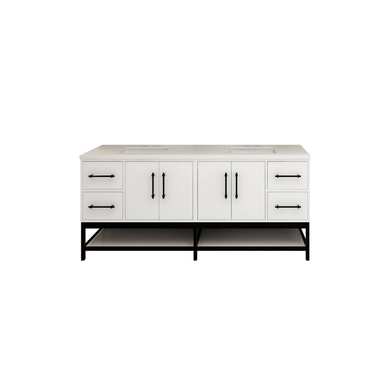 Victoria Open Shelf 72" Freestanding Bathroom Vanity with Reinforced Acrylic Integrated Sink Top