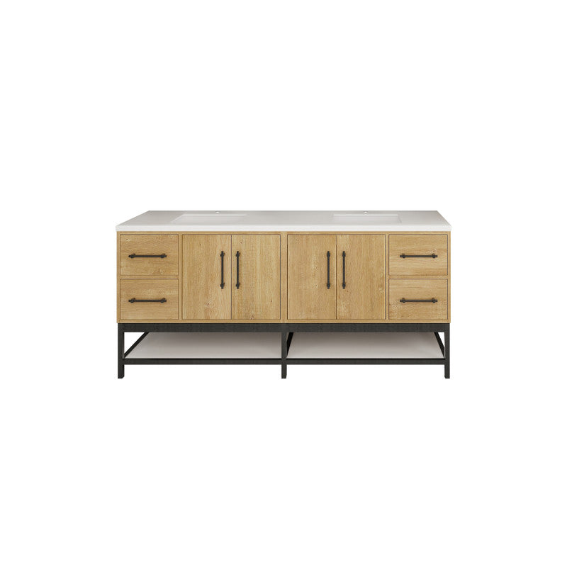 Victoria Open Shelf 72" Freestanding Bathroom Vanity with Reinforced Acrylic Integrated Sink Top