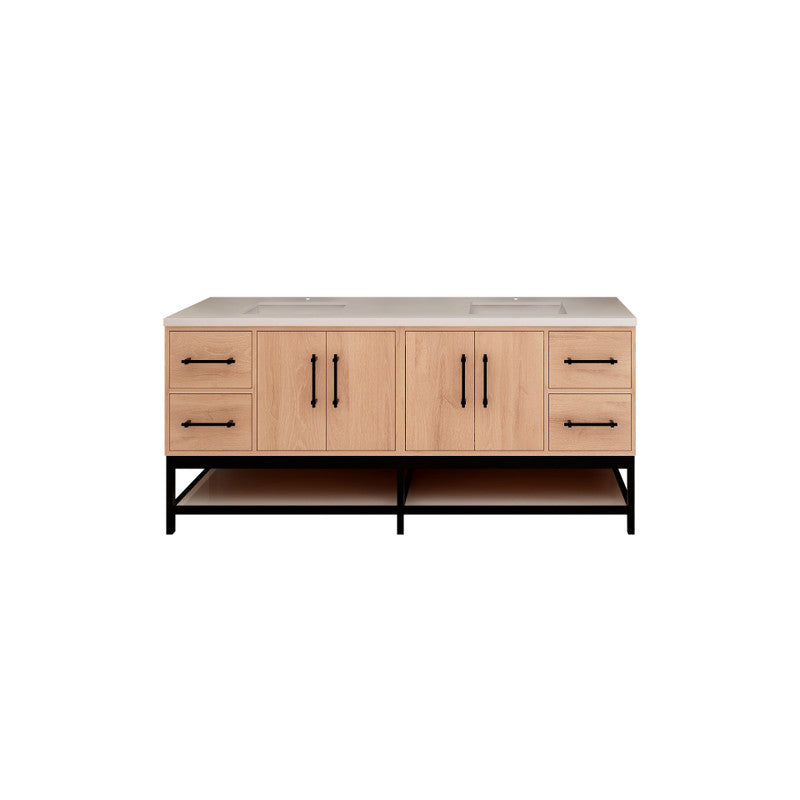 Victoria Open Shelf 72" Freestanding Bathroom Vanity with Reinforced Acrylic Integrated Sink Top