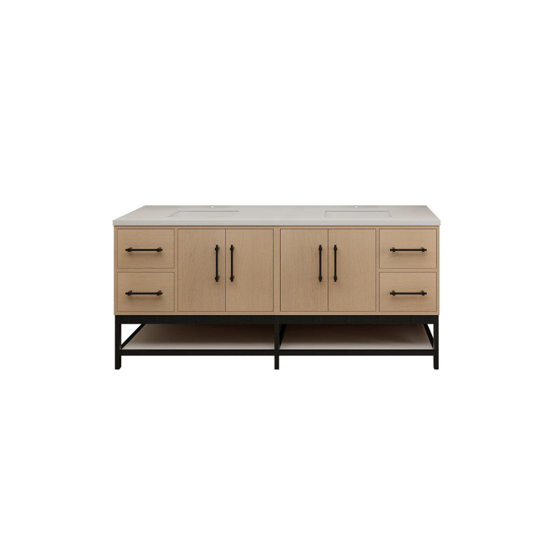 Victoria Open Shelf 72" Freestanding Bathroom Vanity with Reinforced Acrylic Integrated Sink Top
