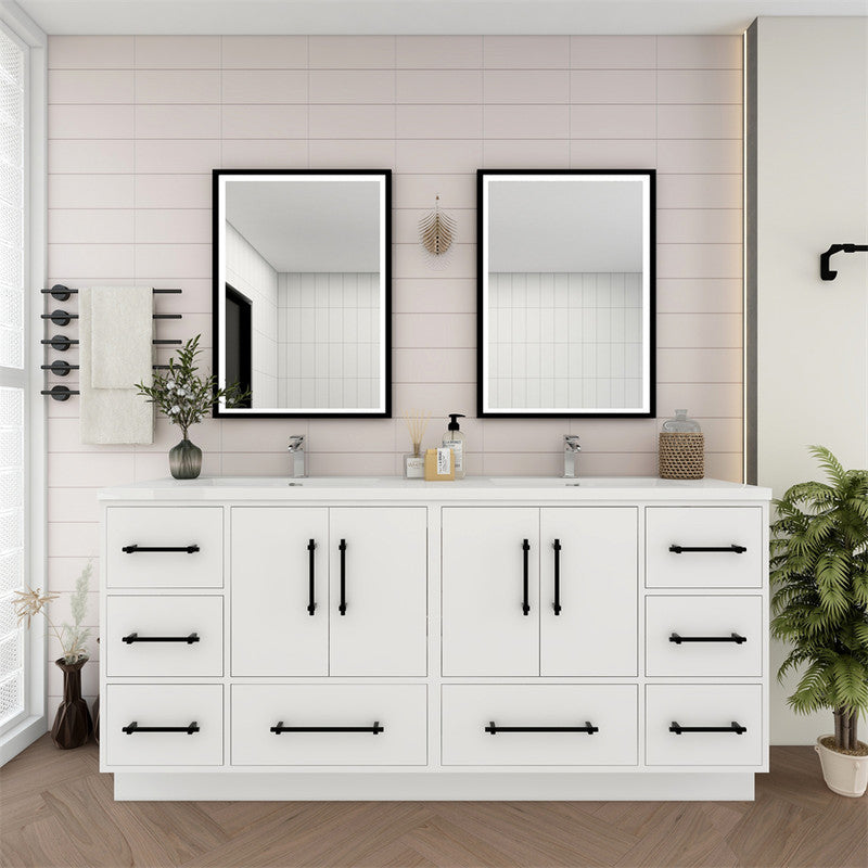 Victoria 72" Freestanding Bathroom Vanity with Reinforced Acrylic Integrated Sink Top