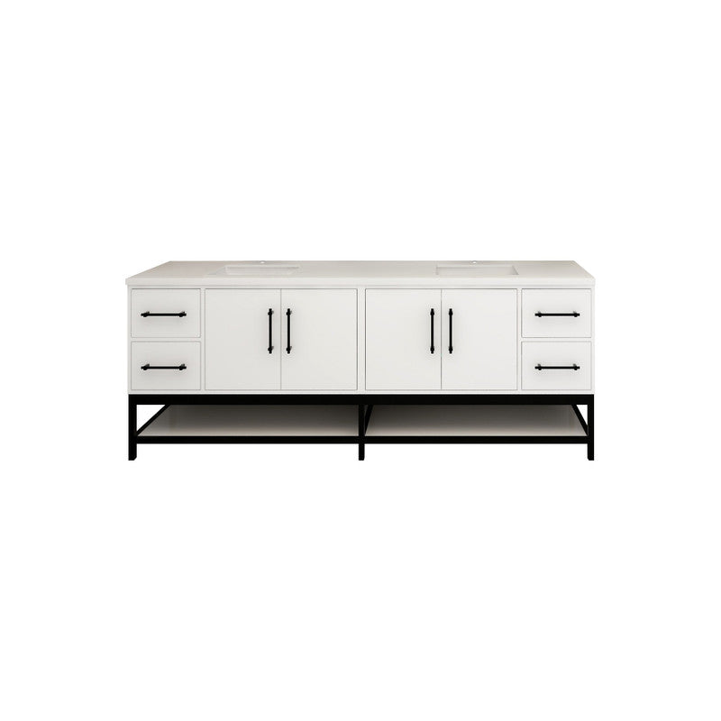 Victoria Open Shelf 84" Freestanding Bathroom Vanity with Reinforced Acrylic Integrated Sink Top