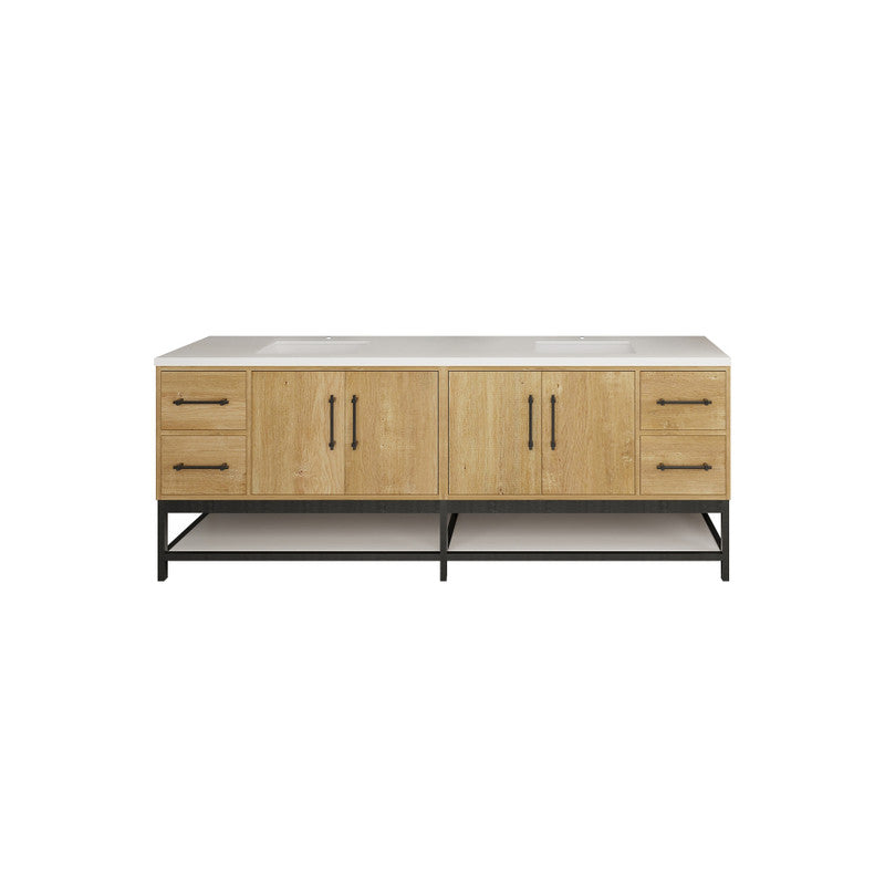 Victoria Open Shelf 84" Freestanding Bathroom Vanity with Reinforced Acrylic Integrated Sink Top