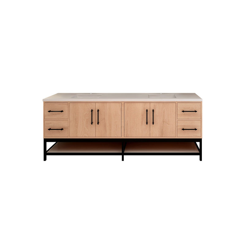 Victoria Open Shelf 84" Freestanding Bathroom Vanity with Reinforced Acrylic Integrated Sink Top
