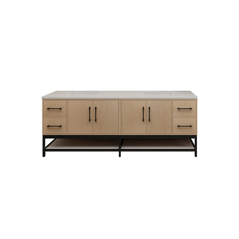 Victoria Open Shelf 84" Freestanding Bathroom Vanity with Reinforced Acrylic Integrated Sink Top