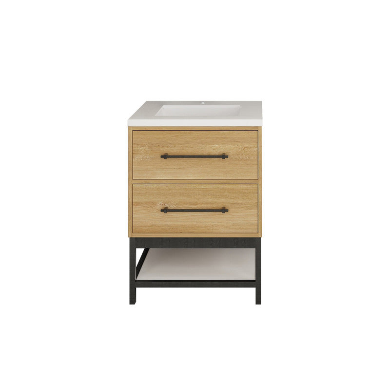 Victoria Open Shelf 24" Freestanding Bathroom Vanity with Reinforced Acrylic Integrated Sink Top