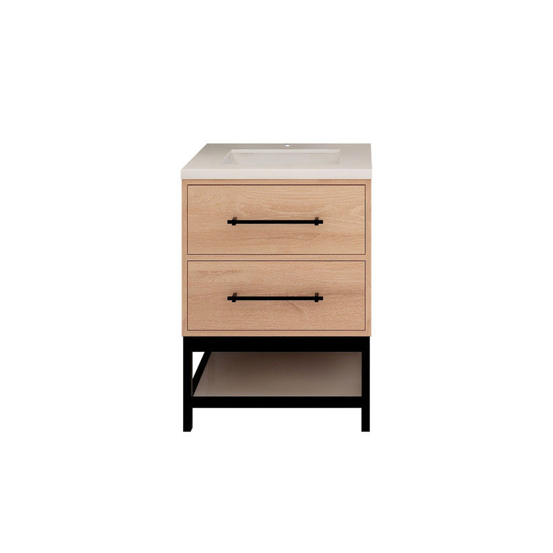 Victoria Open Shelf 24" Freestanding Bathroom Vanity with Reinforced Acrylic Integrated Sink Top