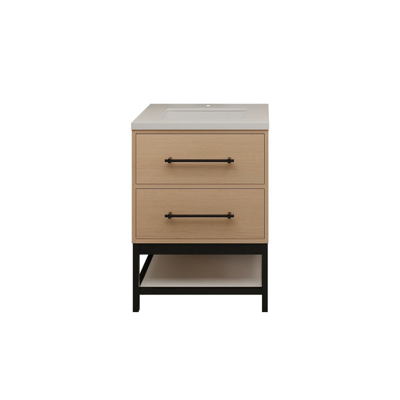 Victoria Open Shelf 24" Freestanding Bathroom Vanity with Reinforced Acrylic Integrated Sink Top