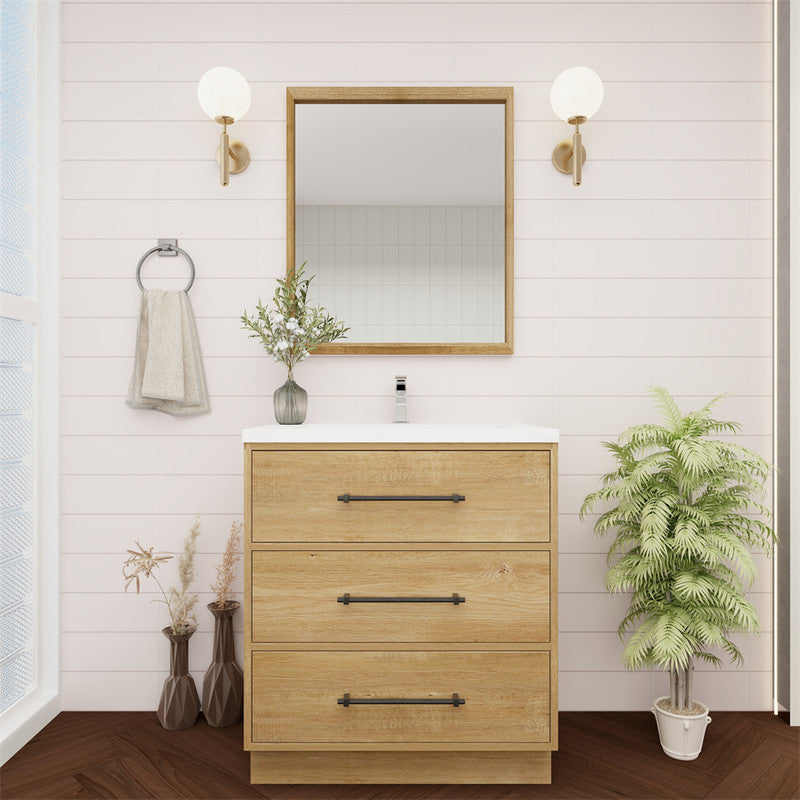 Victoria 30" Freestanding Bathroom Vanity with Reinforced Acrylic Integrated Sink Top