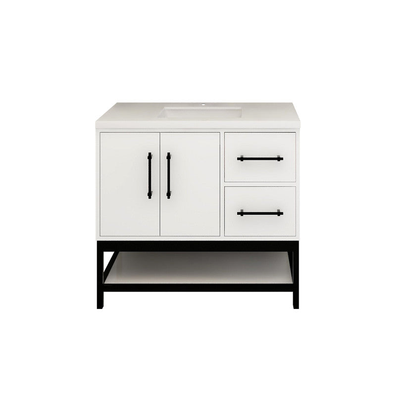 Victoria Open Shelf 36" Freestanding Bathroom Vanity with Reinforced Acrylic Integrated Sink Top