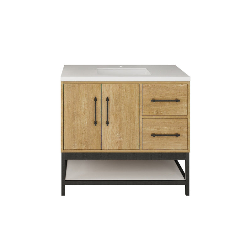 Victoria Open Shelf 36" Freestanding Bathroom Vanity with Reinforced Acrylic Integrated Sink Top