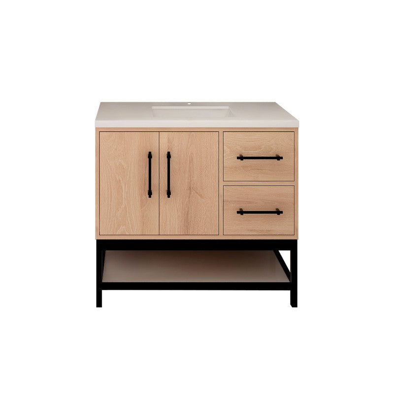 Victoria Open Shelf 36" Freestanding Bathroom Vanity with Reinforced Acrylic Integrated Sink Top