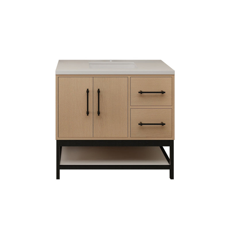 Victoria Open Shelf 36" Freestanding Bathroom Vanity with Reinforced Acrylic Integrated Sink Top