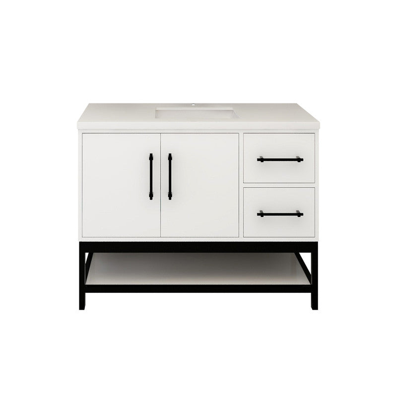 Victoria Open Shelf 42" Freestanding Bathroom Vanity with Reinforced Acrylic Integrated Sink Top