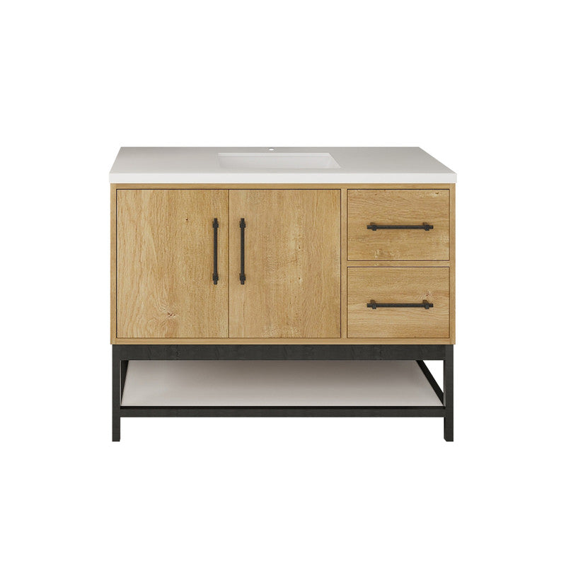 Victoria Open Shelf 42" Freestanding Bathroom Vanity with Reinforced Acrylic Integrated Sink Top