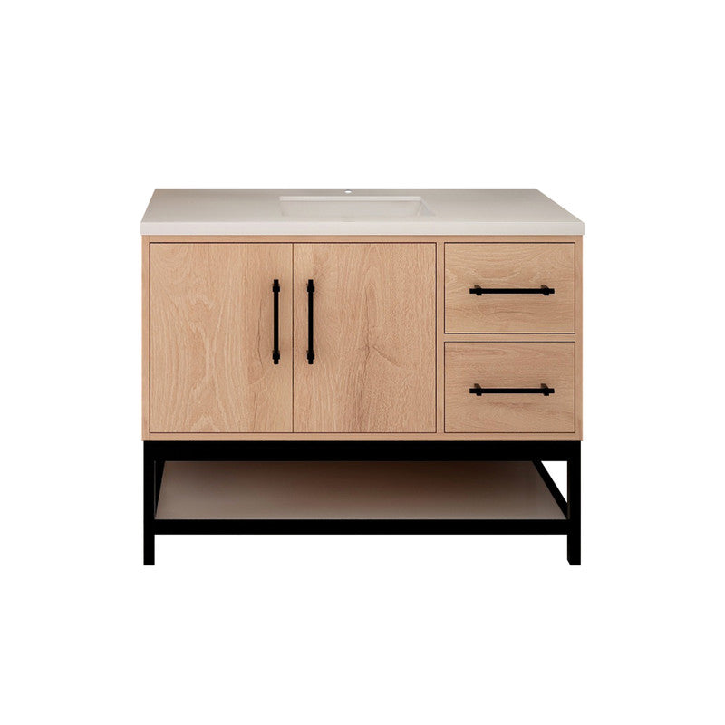 Victoria Open Shelf 42" Freestanding Bathroom Vanity with Reinforced Acrylic Integrated Sink Top