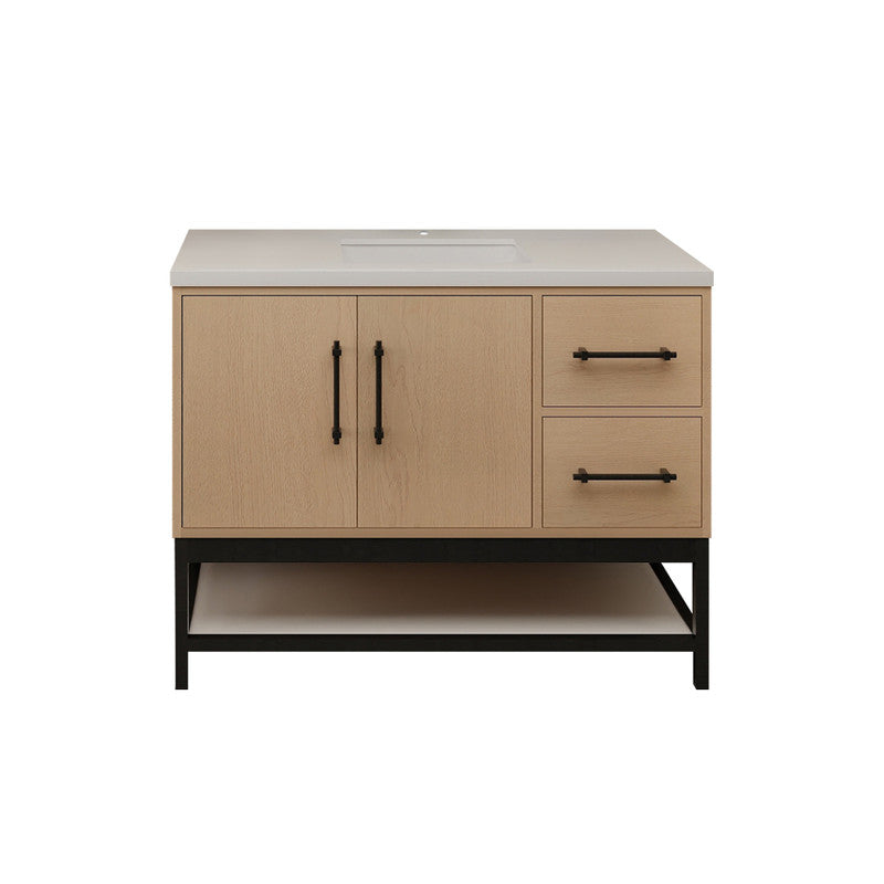 Victoria Open Shelf 42" Freestanding Bathroom Vanity with Reinforced Acrylic Integrated Sink Top