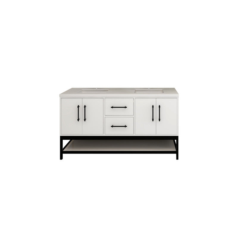 Victoria Open Shelf 60" Freestanding Bathroom Vanity with Reinforced Acrylic Integrated Sink Top