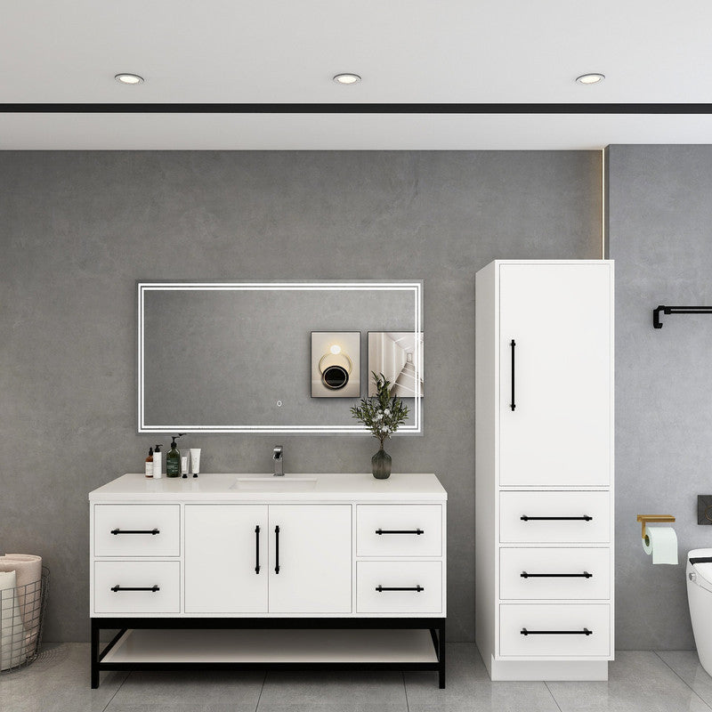 Victoria Open Shelf 60" Freestanding Bathroom Vanity with Reinforced Acrylic Integrated Sink Top