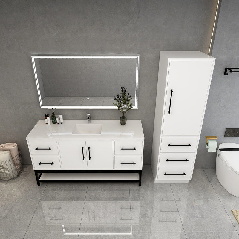 Victoria Open Shelf 60" Freestanding Bathroom Vanity with Reinforced Acrylic Integrated Sink Top