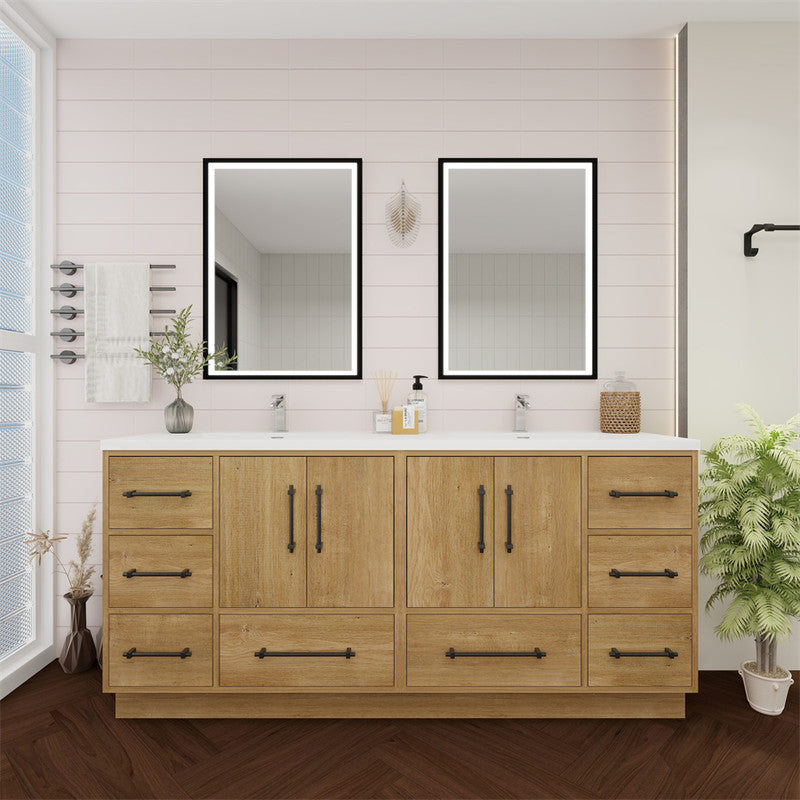 Victoria 72" Freestanding Bathroom Vanity with Reinforced Acrylic Integrated Sink Top