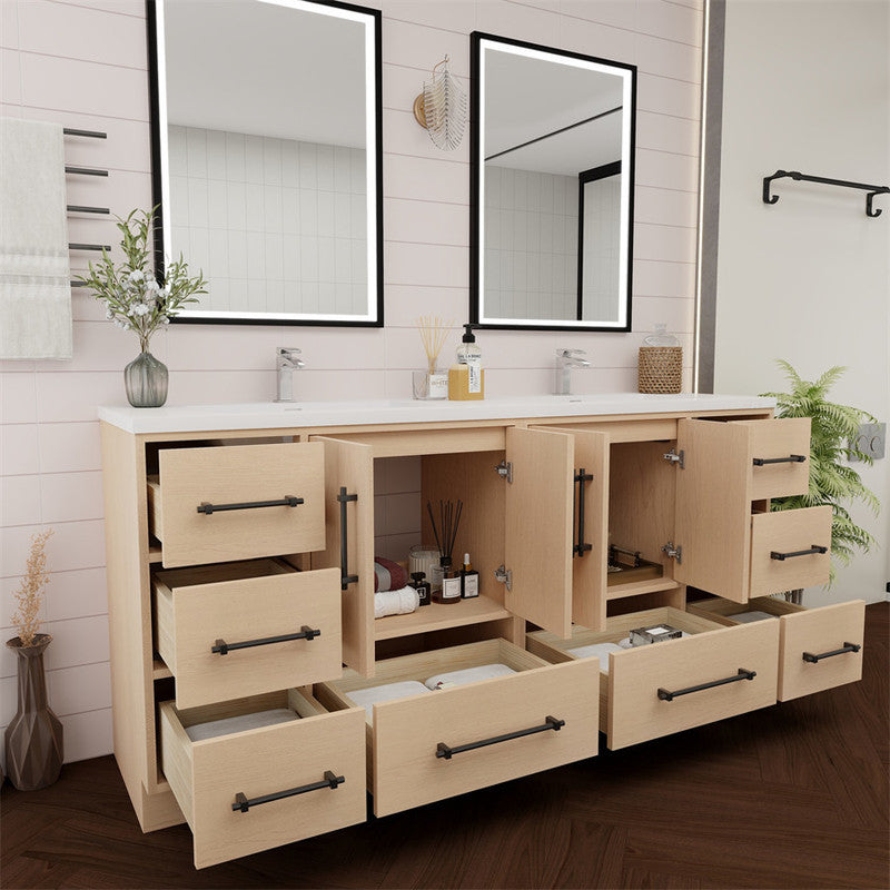 Victoria 72" Freestanding Bathroom Vanity with Reinforced Acrylic Integrated Sink Top