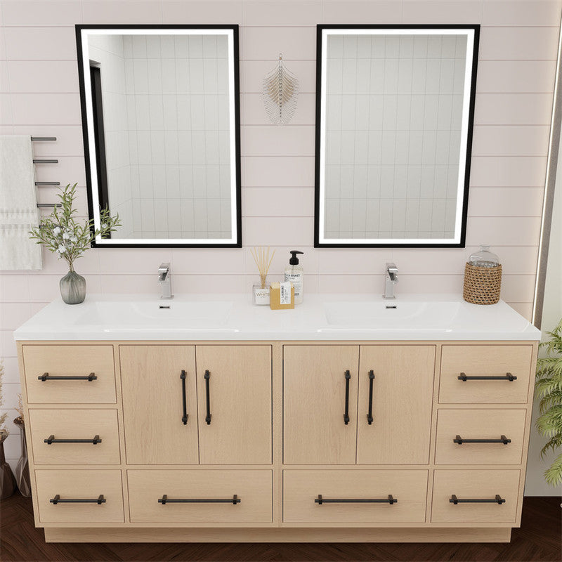 Victoria 72" Freestanding Bathroom Vanity with Reinforced Acrylic Integrated Sink Top