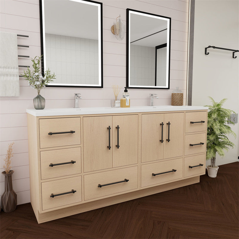 Victoria 72" Freestanding Bathroom Vanity with Reinforced Acrylic Integrated Sink Top