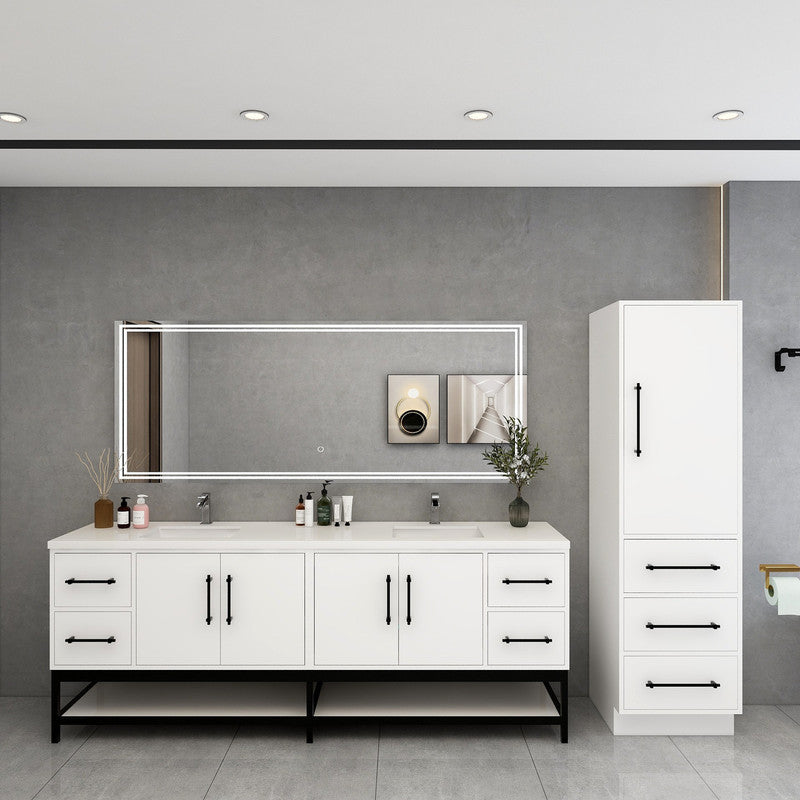 Victoria Open Shelf 84" Freestanding Bathroom Vanity with Reinforced Acrylic Integrated Sink Top