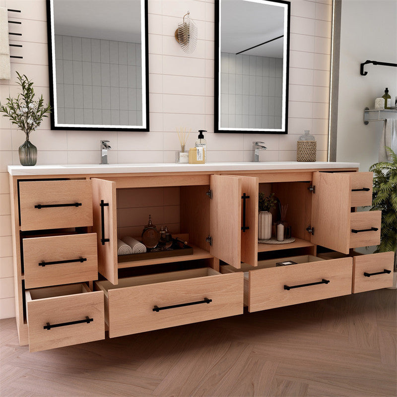 Victoria 84" Freestanding Bathroom Vanity with Reinforced Acrylic Integrated Sink Top