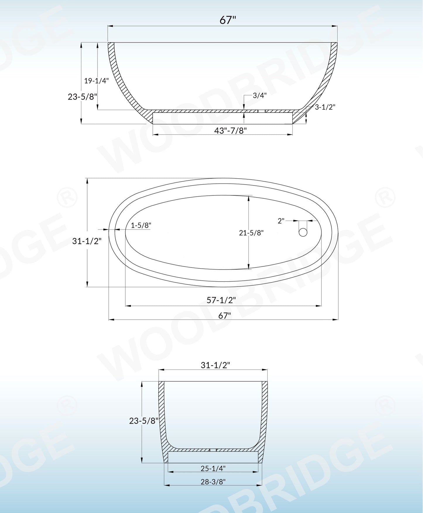 Derevo 67" Freestanding Bathtub