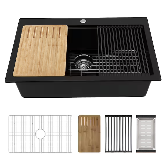 Jameson 33" Granite Composite Top Mount Kitchen Sink with Workstation