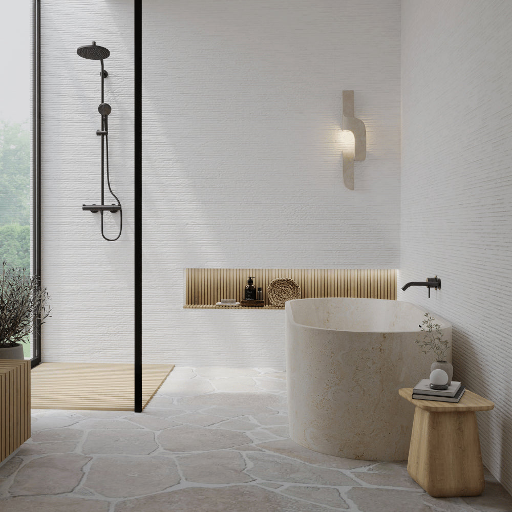 White Slate Rock SMC Shower Wall Panel
