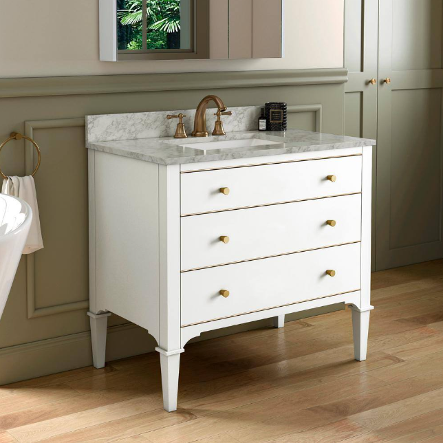 Roma 36" Freestanding Bathroom Vanity with Stone Top and Porcelain Undermount Sink