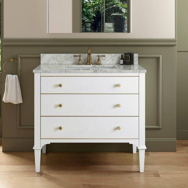 Roma 36" Freestanding Bathroom Vanity with Stone Top and Porcelain Undermount Sink