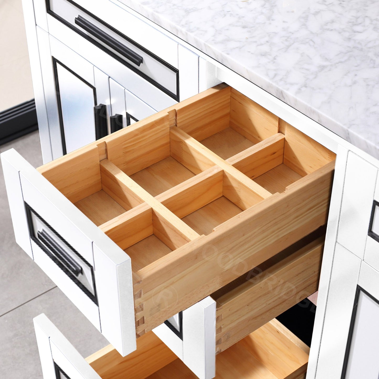 Milan 60" Freestanding Bathroom Vanity with Stone Top and Porcelain Undermount Sink