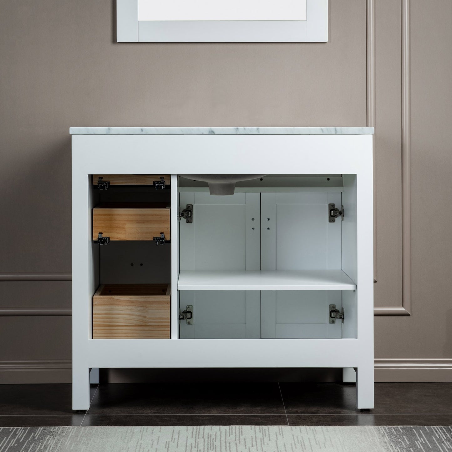 Milan 36" Freestanding Bathroom Vanity with Stone Top and Porcelain Undermount Sink