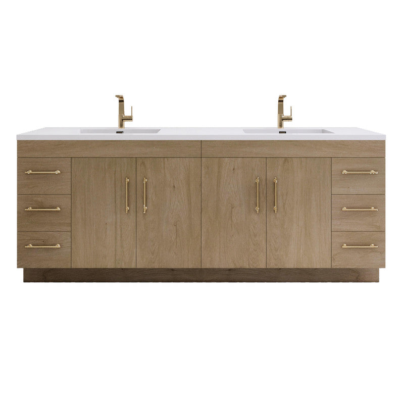 Elsa 84" Freestanding Bathroom Vanity with Reinforced Acrylic Integrated Sink Top