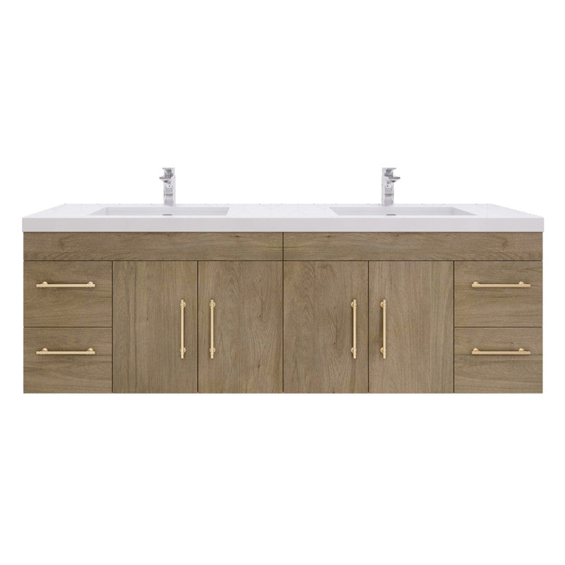 Elsa 72" Wall Mounted Bathroom Vanity with Reinforced Acrylic Integrated Sink Top