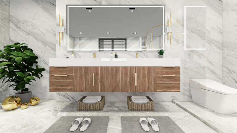 Bethany 84" Wall Mounted Bathroom Vanity with Reinforced Acrylic Integrated Sink Top