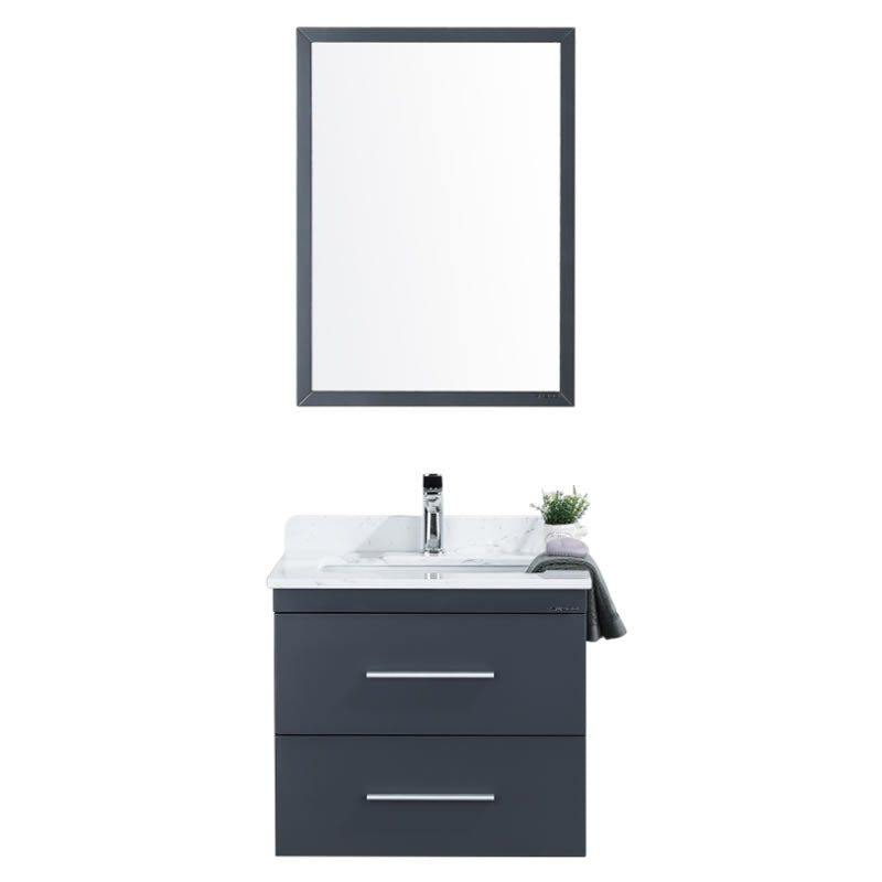 Himmel 24" Wall Mounted Bathroom Vanity with Carrara Quartz Top and Porcelain Undermount Sink