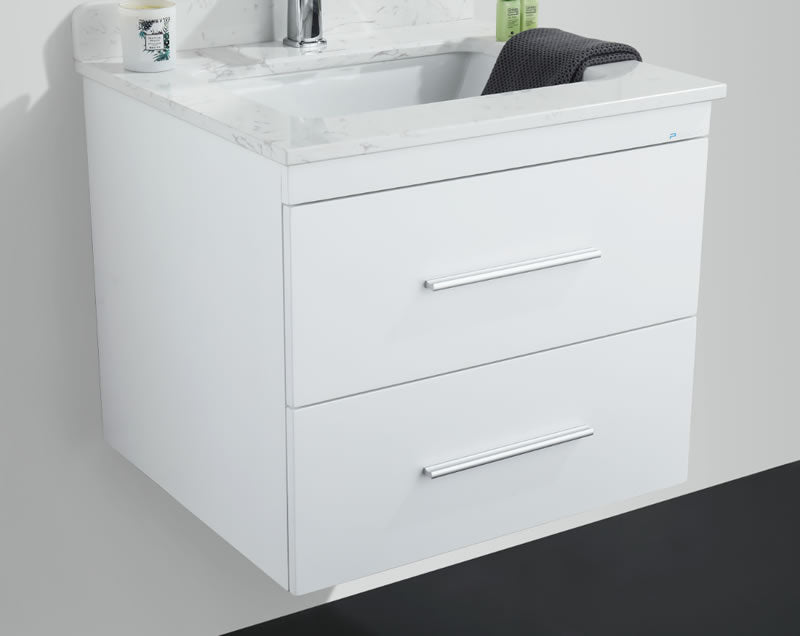 Himmel 24" Wall Mounted Bathroom Vanity with Carrara Quartz Top and Porcelain Undermount Sink