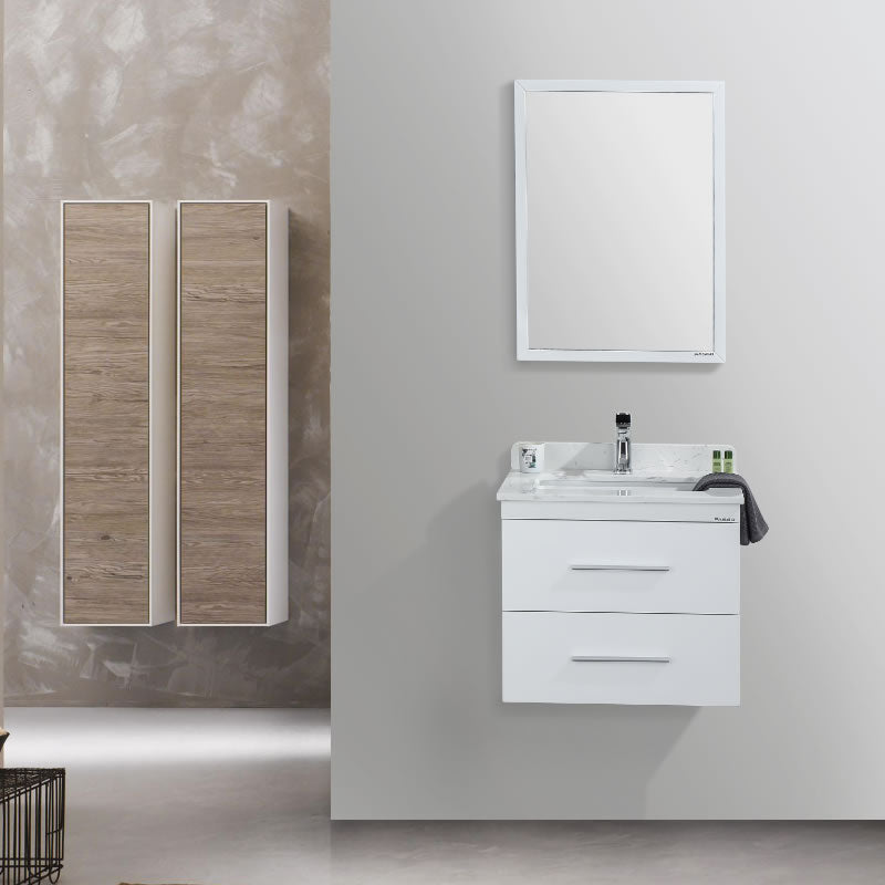 Himmel 24" Wall Mounted Bathroom Vanity with Carrara Quartz Top and Porcelain Undermount Sink