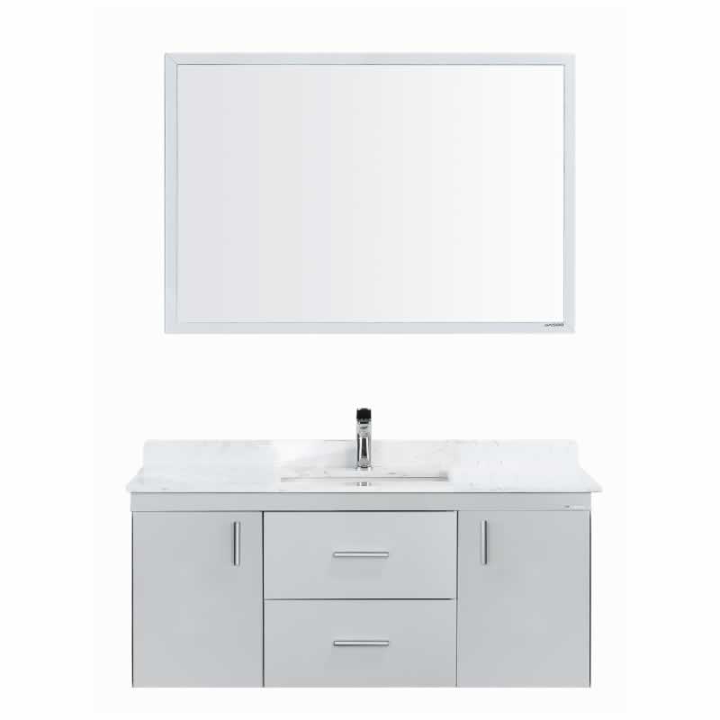 Himmel 48" Wall Mounted Bathroom Vanity with Carrara Quartz Top and Porcelain Undermount Sink