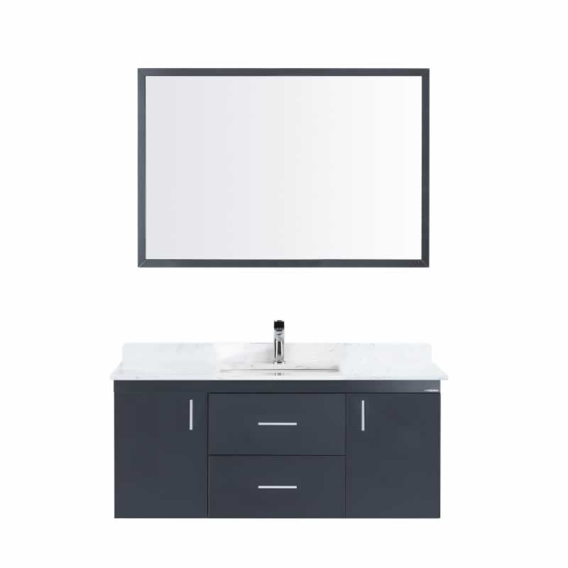 Himmel 48" Wall Mounted Bathroom Vanity with Carrara Quartz Top and Porcelain Undermount Sink