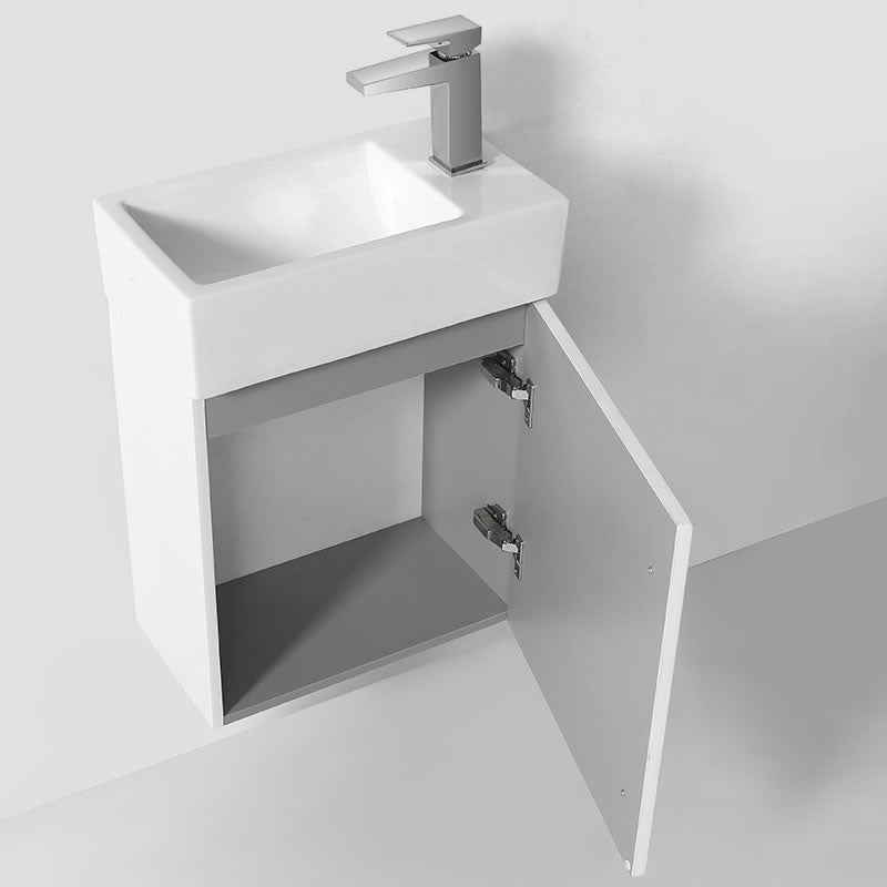 Lek 18" Wall Mounted Bathroom Vanity with Ceramic Integrated Sink Top