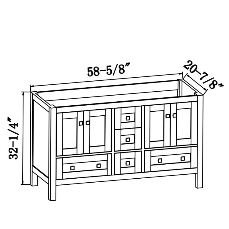 Elvin 60" Freestanding Bathroom Vanity with Carrara Quartz Top and Porcelain Undermount Sink