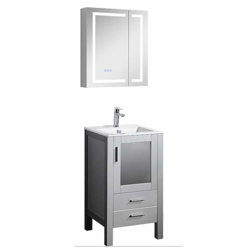 Sigge 16" Freestanding Bathroom Vanity with Ceramic Integrated Sink Top
